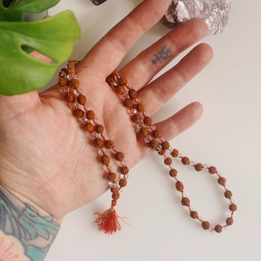 Clear Quartz Mala from India